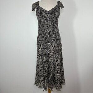 VTG Charter Club Midi Dress Sz 8 Floral V Neck Babydoll Sleeveless Fairy Preppy